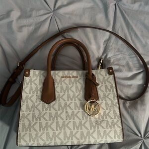 Michael Kors Signature Brown and Cream Satchel
